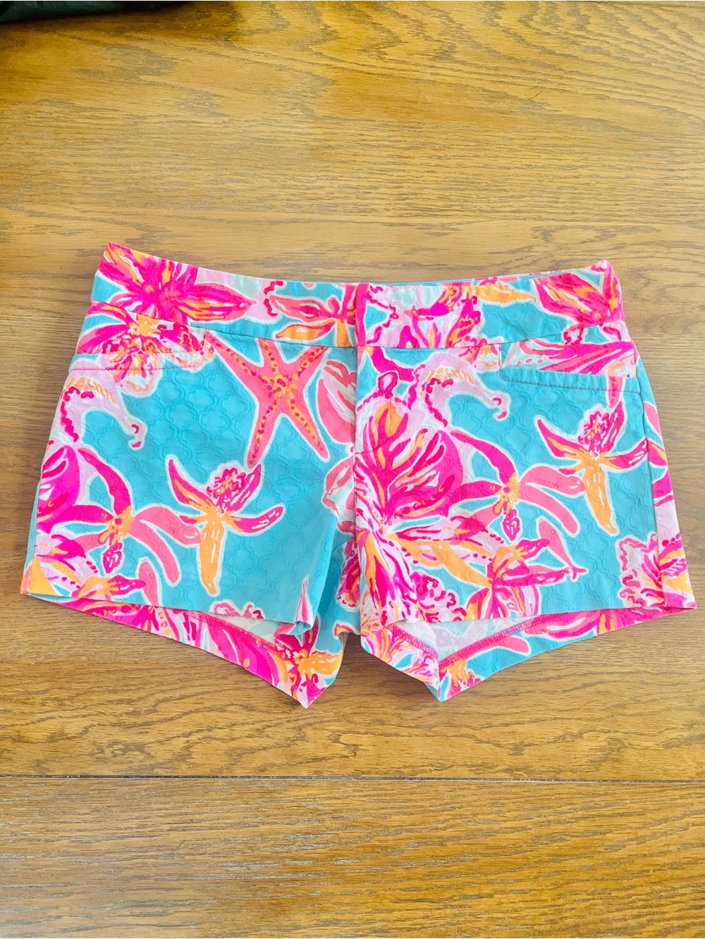 Lilly Pulitzer Ellie Shorts Sea Blue Via Sunny Floral Women’s 8 Preppy Vacation